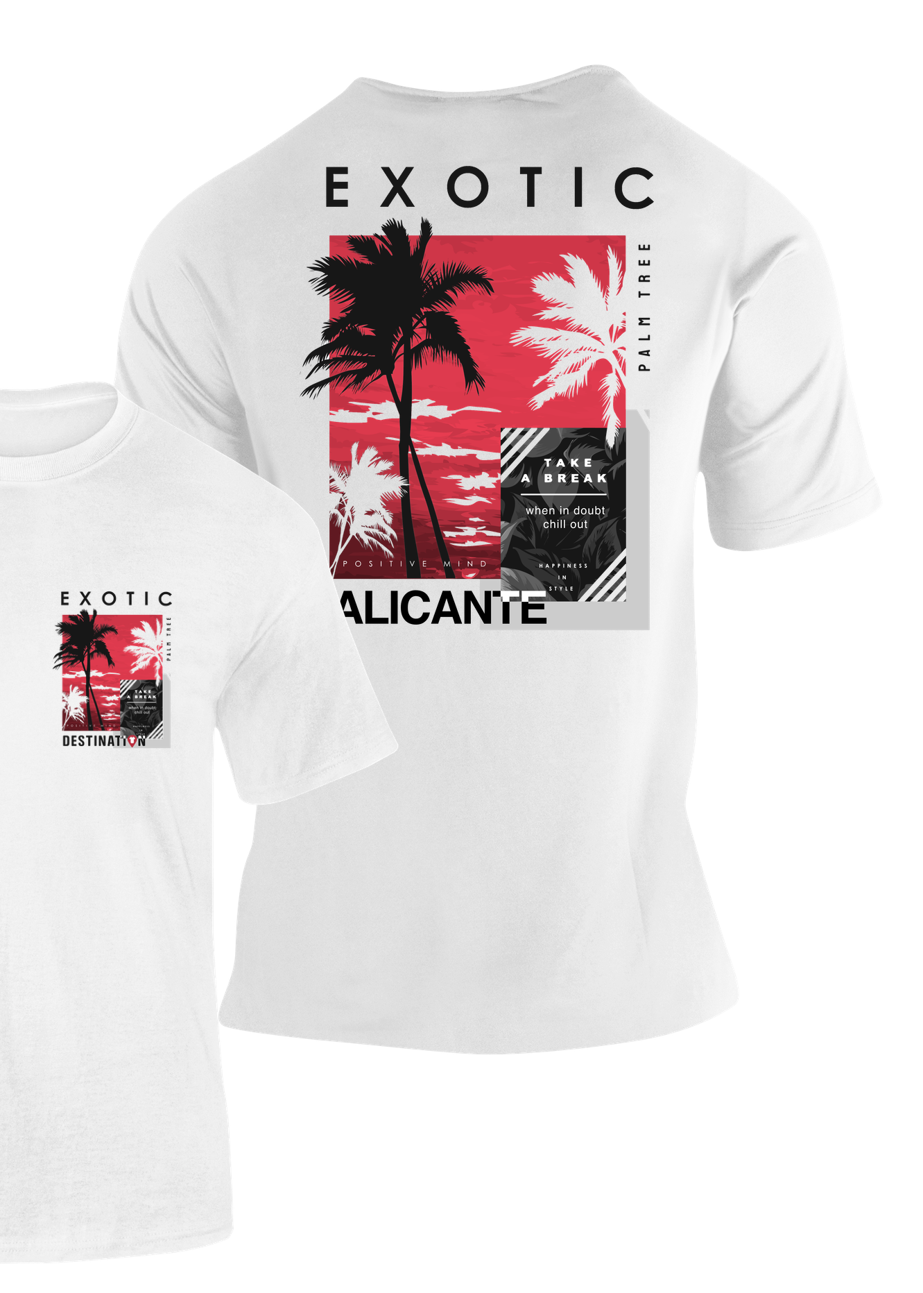 camiseta souvenir alicante costa blanca palmeras atardecer algodón 100% moda casual