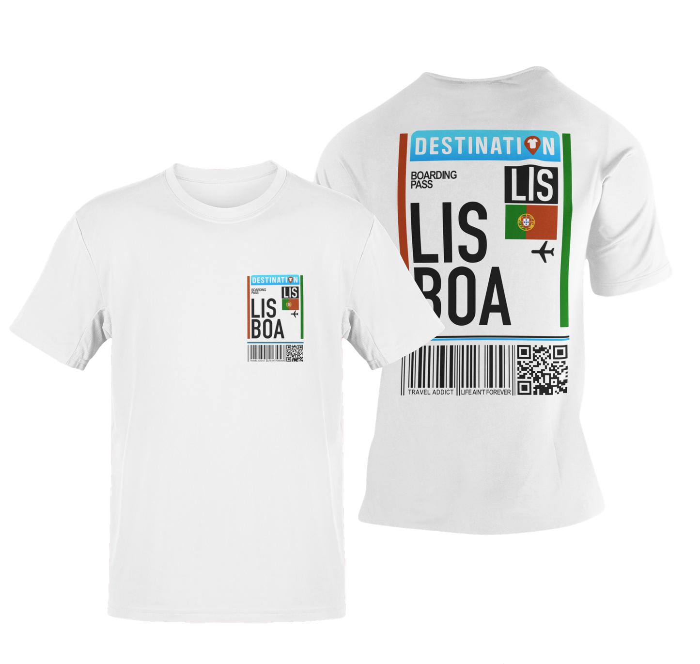 camiseta manga corta blanca souvenir moda algodón lisboa