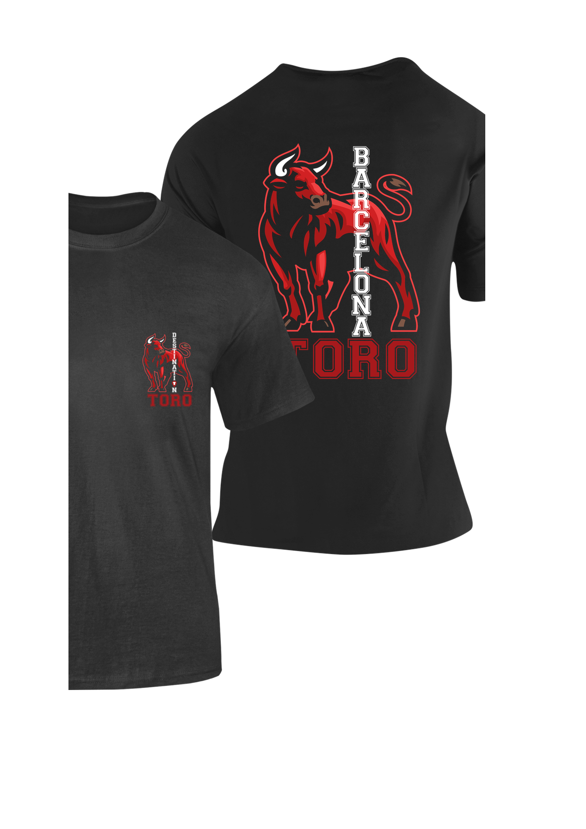 camiseta negra algodón con la figura de un toro bravo en la parte de atrás.