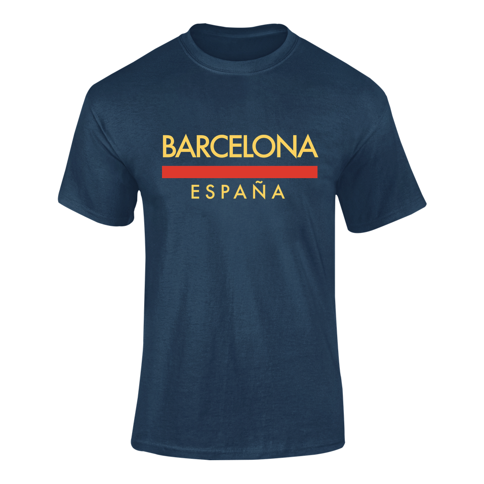camiseta manga corta azul marino souvenir Barcelona