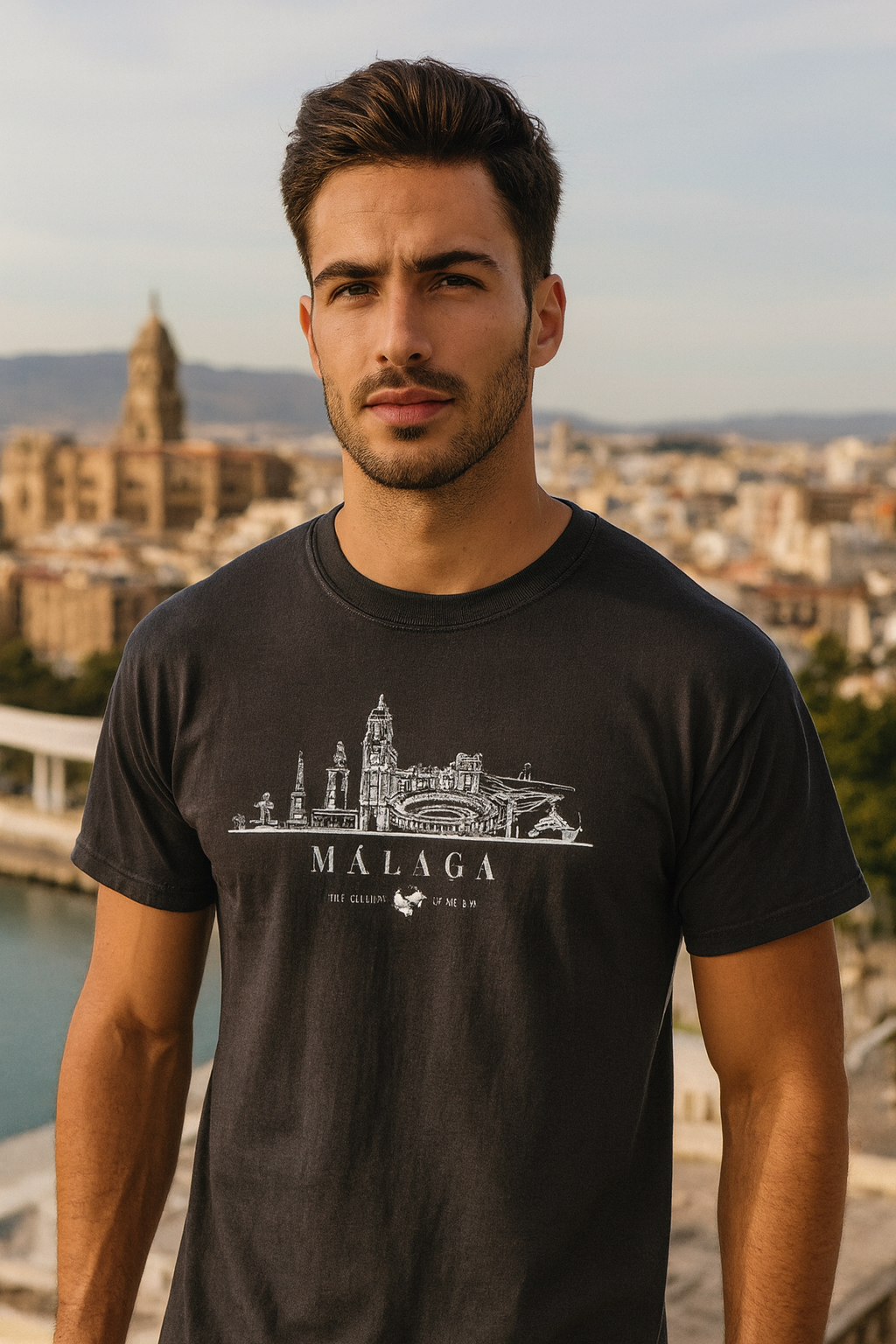 Malaga Black Skyline T-shirt