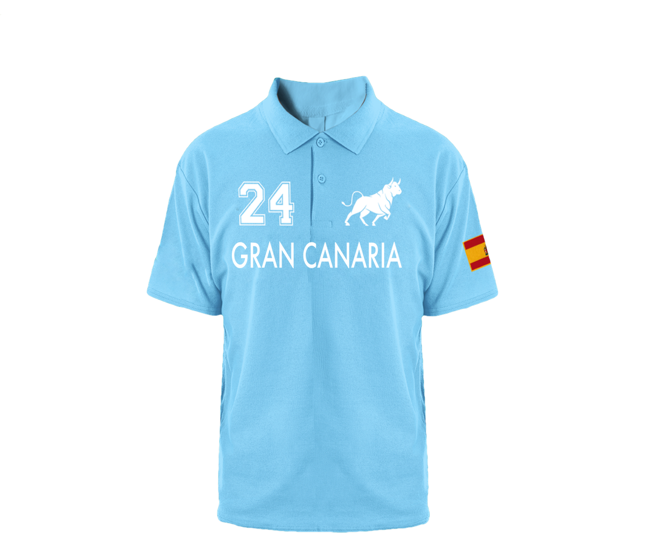 Polo souvenir de Gran Canaria en algodón 100% OEKO-TEX®. Diseño exclusivo con emblema representativo. Cómodo, transpirable y de alta calidad.
