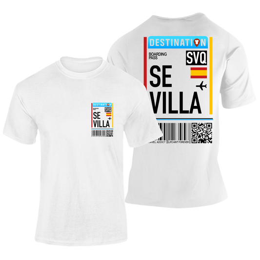 camiseta manga corta blanca souvenir moda algodón sevilla