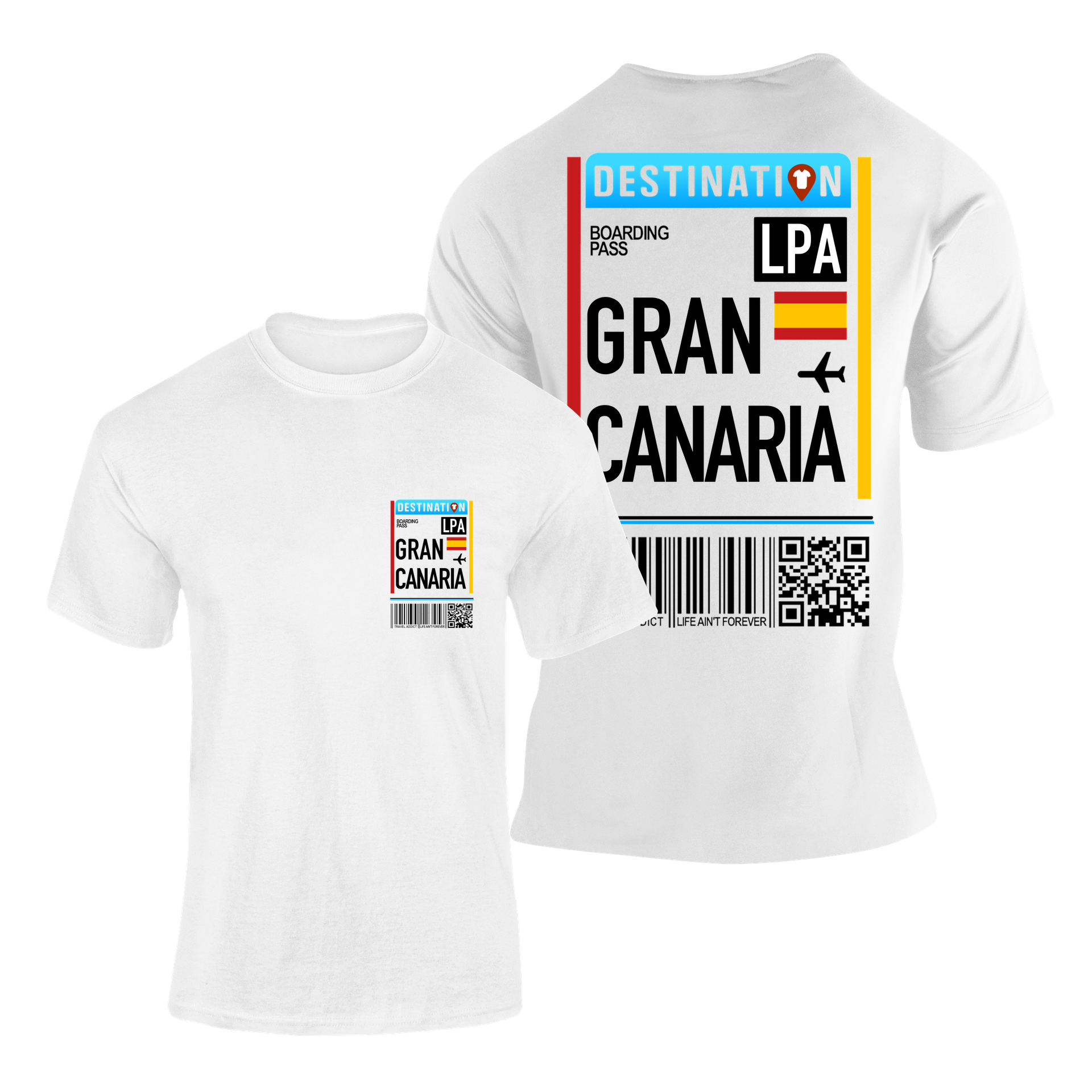 camiseta manga corta blanca souvenir moda algodón gran canaria