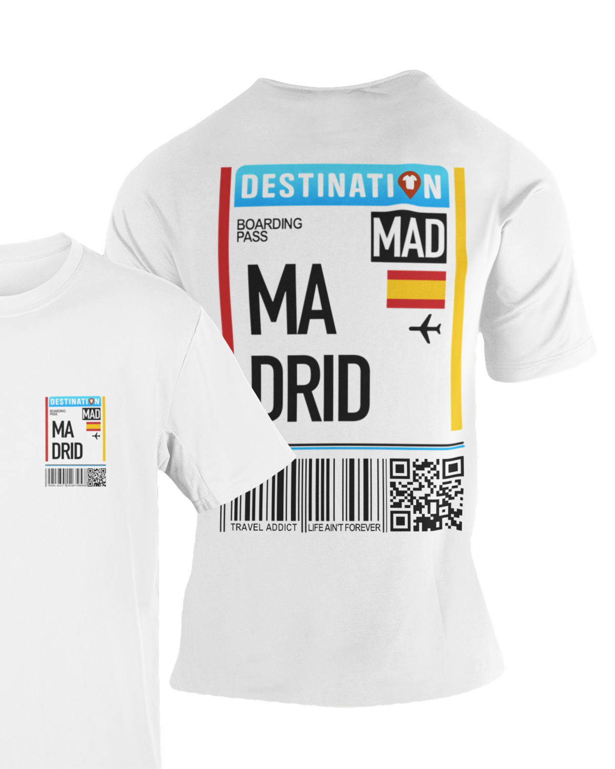camiseta manga corta blanca souvenir moda algodón madrid
