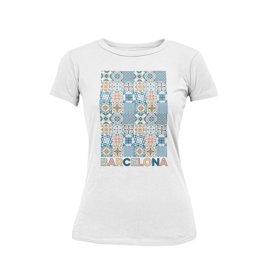Camiseta de mosaico Barcelona en algodón premium.
