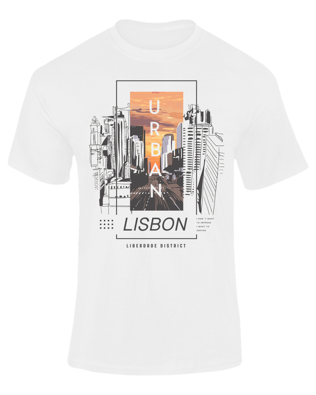 Camiseta Lisboa Portugal blanca con estampado Urban Lisbon Liberdade District