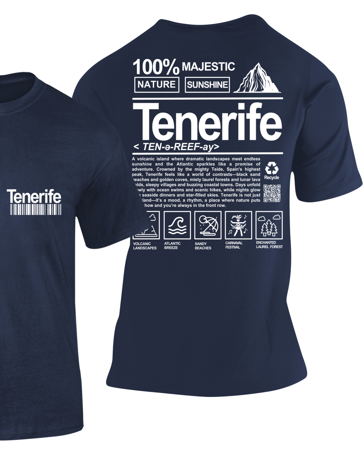 Camiseta Definición Tenerife blanca con diseño de iconos de la isla – Destination.es