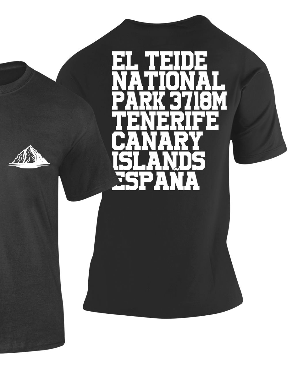 Camiseta Letras Tenerife negra con texto "El Teide National Park" en blanco – Destination.es
