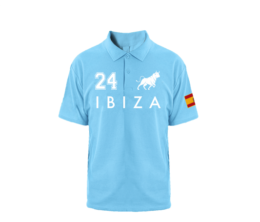 Polo souvenir de Ibiza en algodón 100% OEKO-TEX®. Diseño exclusivo con emblema representativo. Cómodo, transpirable y de alta calidad.